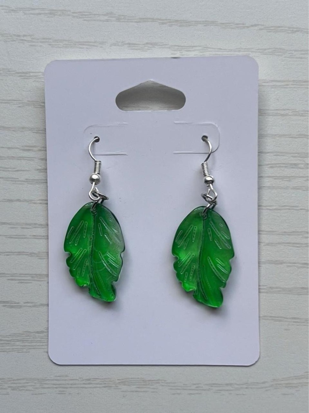 Green Leaf Resin Dangle Earrings - Women’s Jewelry